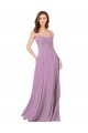 Long Sleeveless Soft Chiffon & Lace Dark Lavender A-Line Bridesmaid Dress Colchester