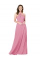 Long Sleeveless Soft Chiffon Skin Pink A-Line Prom Dress / Bridesmaid Dress Colchester