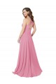 Long Sleeveless Soft Chiffon Skin Pink A-Line Prom Dress / Bridesmaid Dress Colchester