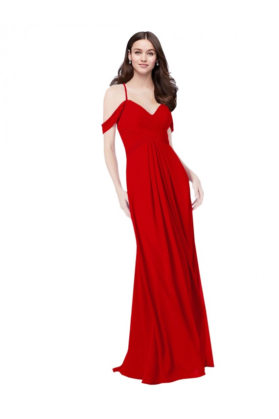 Long Sleeveless Soft Chiffon Dark Red V-Neck A-Line Bridesmaid Dress Colchester