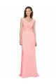 Long Sleeveless Soft Chiffon Salmon V-Neck A-Line Bridesmaid Dress Colchester