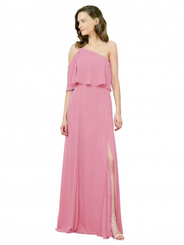 Long Sleeveless Soft Chiffon Skin Pink A-Line Bridal Party Dress Colchester