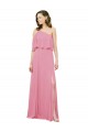 Long Sleeveless Soft Chiffon Skin Pink A-Line Bridal Party Dress Colchester