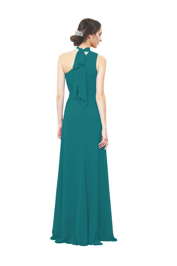 Long Sleeveless Soft Chiffon Hunter One Shoulder A-Line Bridesmaid Dress Colchester