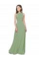 Long Sleeveless Soft Chiffon Seagrass Square Neck A-Line Bridesmaid Dress Colchester