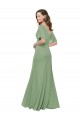 Long Short Flutter Sleeves Soft Chiffon Seagrass A-Line Bridesmaid Dress Colchester