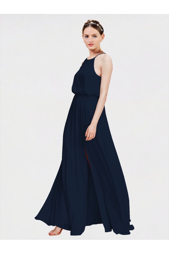 Long Floor Length Sleeveless Chiffon Dark Navy A-Line Formal Dress / Bridesmaid Dress Colchester