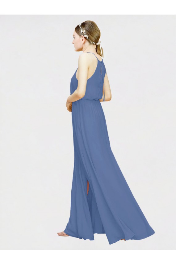 Long Floor Length Sleeveless Chiffon Dark Navy A-Line Formal Dress / Bridesmaid Dress Colchester