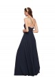 Long Sleeveless Soft Chiffon Dark Navy Spaghetti Straps A-Line Bridesmaid Dresses Colchester