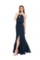 Long Sleeveless Chiffon Dark Navy A-Line Bridesmaid Dress / Evening Dress Colchester