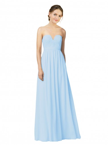 Long Sleeveless Soft Chiffon Light Sky Blue Sweetheart A-Line Formal Dress / Bridesmaid Dress Colchester