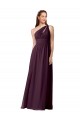 Long Floor Length Sleeveless Chiffon Grape One Shoulder A-Line Bridesmaid Dress Colchester