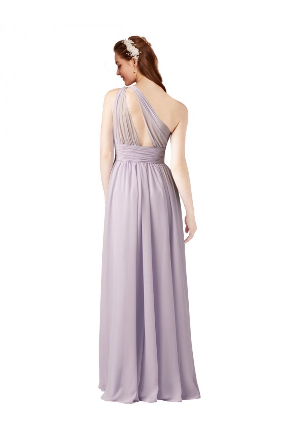 Long Floor Length Sleeveless Chiffon Grape One Shoulder A-Line Bridesmaid Dress Colchester