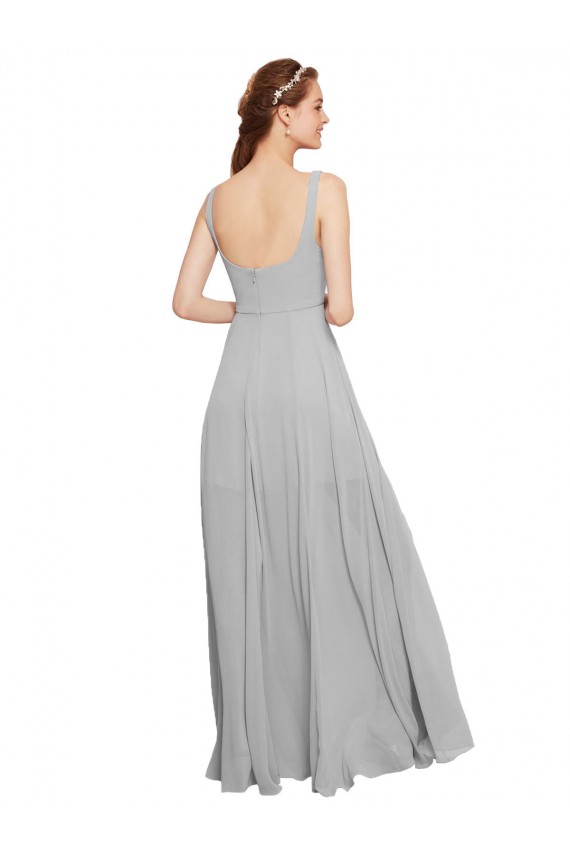 Long Sleeveless Chiffon Dark Navy Spaghetti Straps A-Line Bridesmaid Dress / Evening Dress Colchester