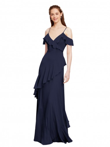 Long Sleeveless Chiffon Dark Navy A-Line Formal Dresses / Bridesmaid Dresses Colchester
