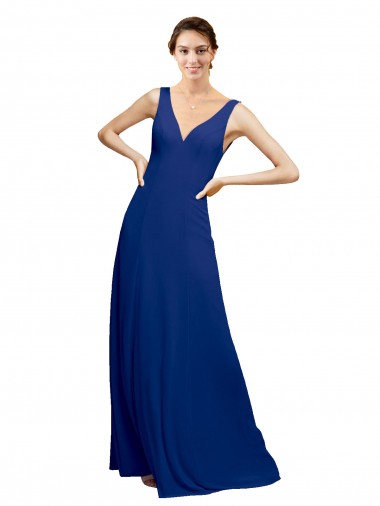 Long Floor Length Sleeveless Chiffon Royal Blue A-Line Bridesmaid Dress Colchester
