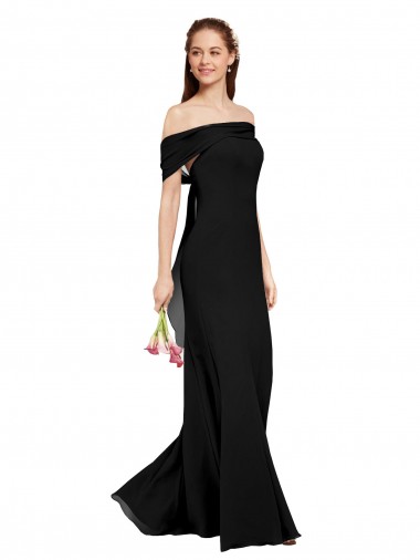 Long Sleeveless Soft Chiffon Black Mermaid Prom Dress / Bridesmaid Dress Colchester
