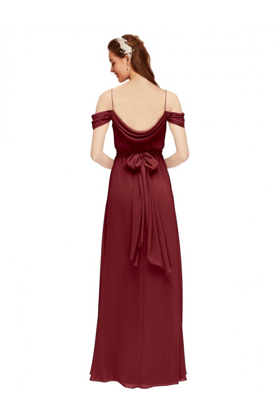 Long Sleeveless Soft Chiffon Burgundy Off the Shoulder Sheath Formal Dress / Bridesmaid Dress Colchester