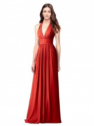 Long Sleeveless Soft Chiffon Red A-Line Bridesmaid Dress / Formal Dress Colchester