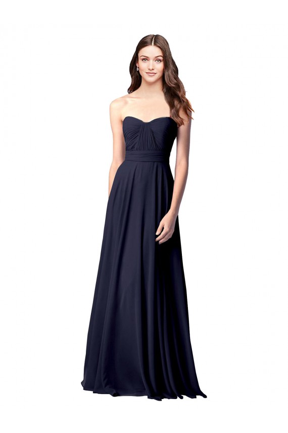 Long Sleeveless Soft Chiffon Dark Navy Sweetheart A-Line Evening Dress / Bridesmaid Dress Colchester