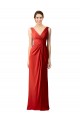 Long Sleeveless Soft Chiffon Red Sheath Bridesmaid Dress Colchester