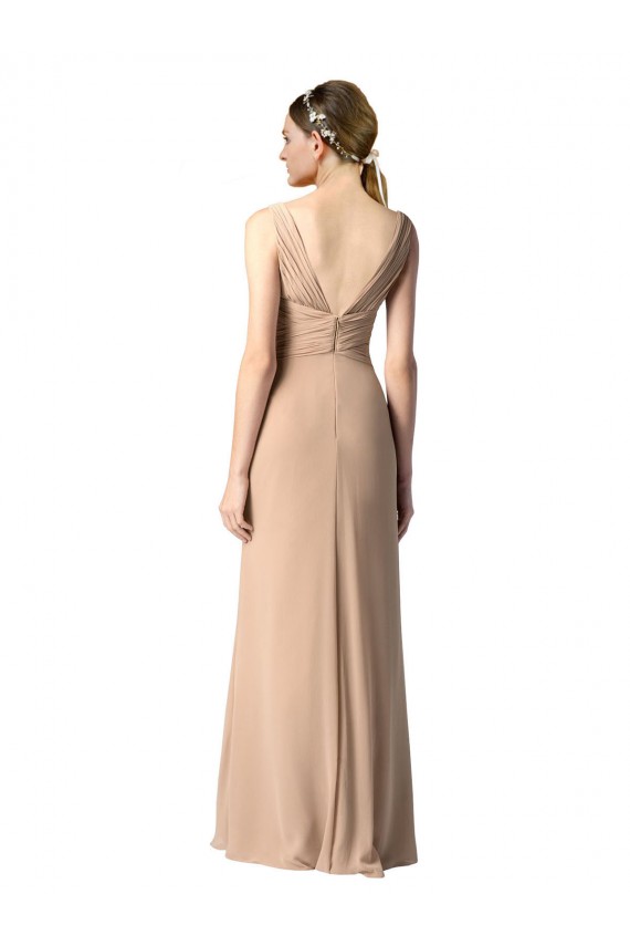 Long Sleeveless Soft Chiffon Red Sheath Bridesmaid Dress Colchester