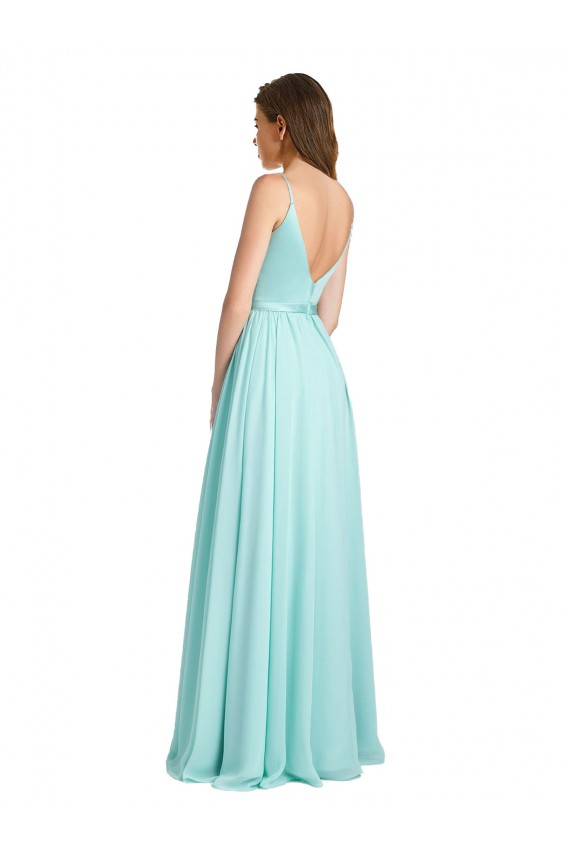 Long Sleeveless Soft Chiffon & Satin Waterfall A-Line Bridesmaid Dress Colchester