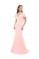 Long Flutter Sleeves Soft Chiffon Pink Mermaid Bridesmaid Dress Colchester