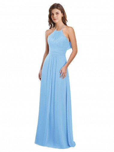 Long Sleeveless Chiffon Periwinkle A-Line Bridesmaid Dress / Evening Dress Colchester