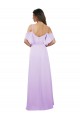 Long Cold Shoulder Soft Chiffon Lilac A-Line Formal Dress / Bridesmaid Dress Colchester
