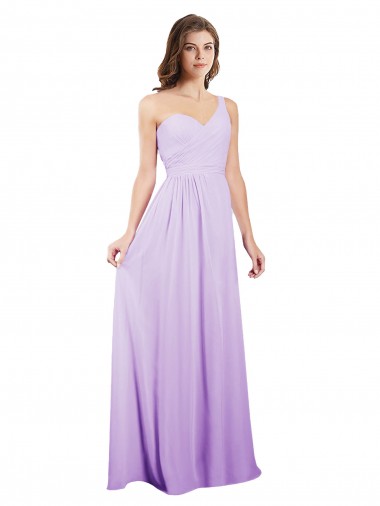 Long Sleeveless Chiffon Lilac One Shoulder A-Line Bridesmaid Dress / Evening Dress Colchester