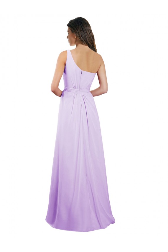 Long Sleeveless Chiffon Lilac One Shoulder A-Line Bridesmaid Dress / Evening Dress Colchester