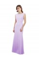 Long Cap Sleeves Soft Chiffon Lilac Column Bridesmaid Dress Colchester