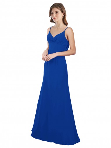 Long Sleeveless Soft Chiffon Royal Blue Sweetheart A-Line Evening Dress / Bridesmaid Dress Colchester