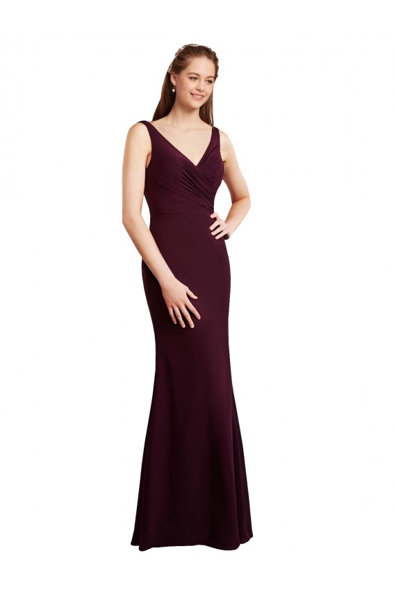 Long Sleeveless Soft Chiffon Burgundy Gold Mermaid Bridesmaid Dress Colchester