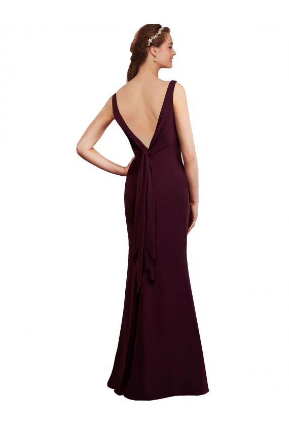 Long Sleeveless Soft Chiffon Burgundy Gold Mermaid Bridesmaid Dress Colchester