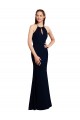 Long Sleeveless Soft Chiffon Dark Navy Mermaid Bridesmaid Dress Colchester
