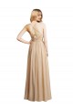 Long Sleeveless Soft Chiffon Champagne Spaghetti Straps A-Line Bridesmaid Dress Colchester