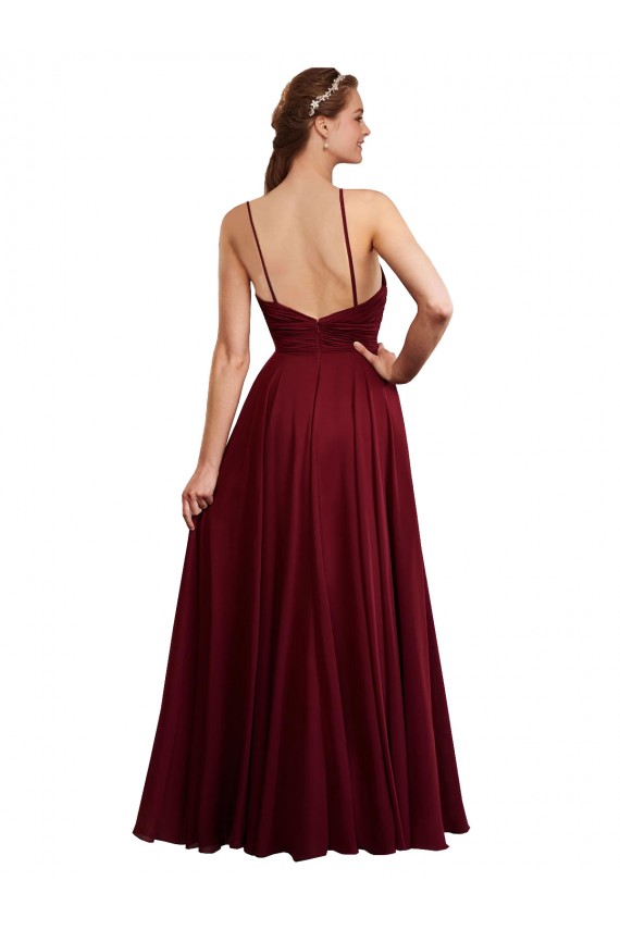 Long Sleeveless Chiffon Burgundy A-Line Bridesmaid Dress / Evening Dress Colchester