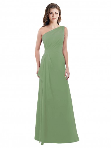 Long Sleeveless Soft Chiffon Seagrass A-Line Bridesmaid Dress Colchester