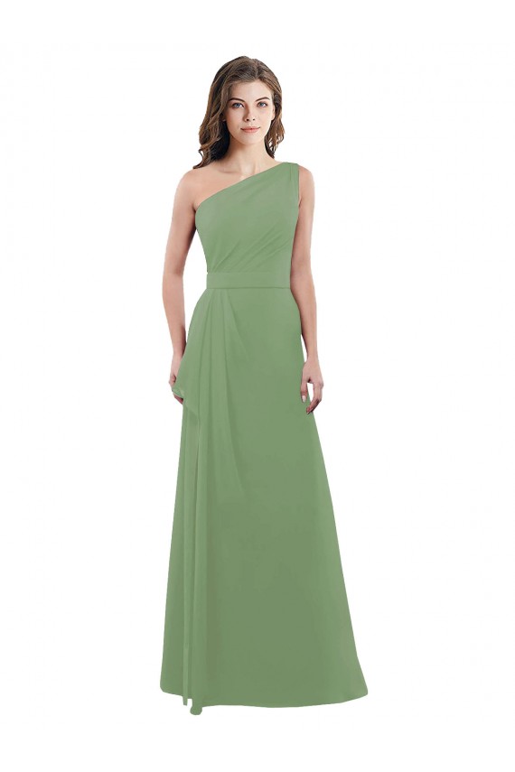 Long Sleeveless Soft Chiffon Seagrass A-Line Bridesmaid Dress Colchester