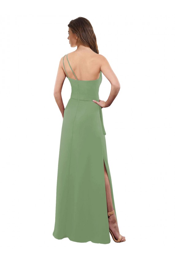 Long Sleeveless Soft Chiffon Seagrass A-Line Bridesmaid Dress Colchester