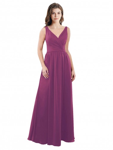 Long Sleeveless Soft Chiffon Wild Berry A-Line Bridesmaid Dress Colchester