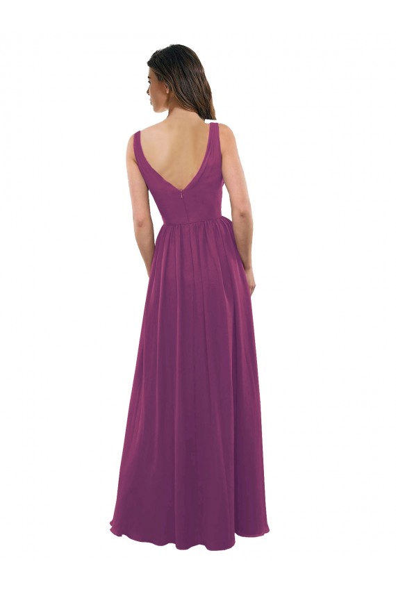 Long Sleeveless Soft Chiffon Wild Berry A-Line Bridesmaid Dress Colchester
