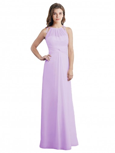 Long Sleeveless Soft Chiffon Lilac A-Line Bridesmaid Dress / Formal Dress Colchester