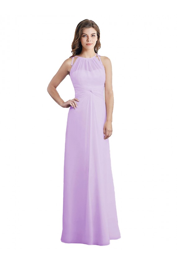 Long Sleeveless Soft Chiffon Lilac A-Line Bridesmaid Dress / Formal Dress Colchester