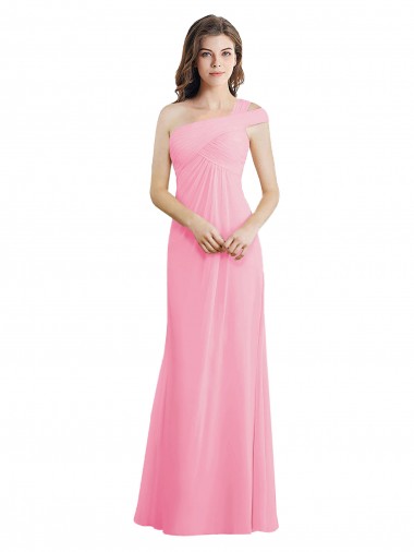 Long Sleeveless Chiffon Barely Pink A-Line Bridesmaid Dress Colchester