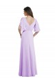 Long Split Sleeves Soft Chiffon Lilac A-Line Bridesmaid Dress Colchester