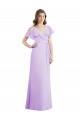 Long Cold Shoulder Soft Chiffon Lilac A-Line Bridesmaid Dresses Colchester