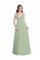 Long Sleeveless Soft Chiffon Smoke Green A-Line Formal Dress / Bridesmaid Dress Colchester